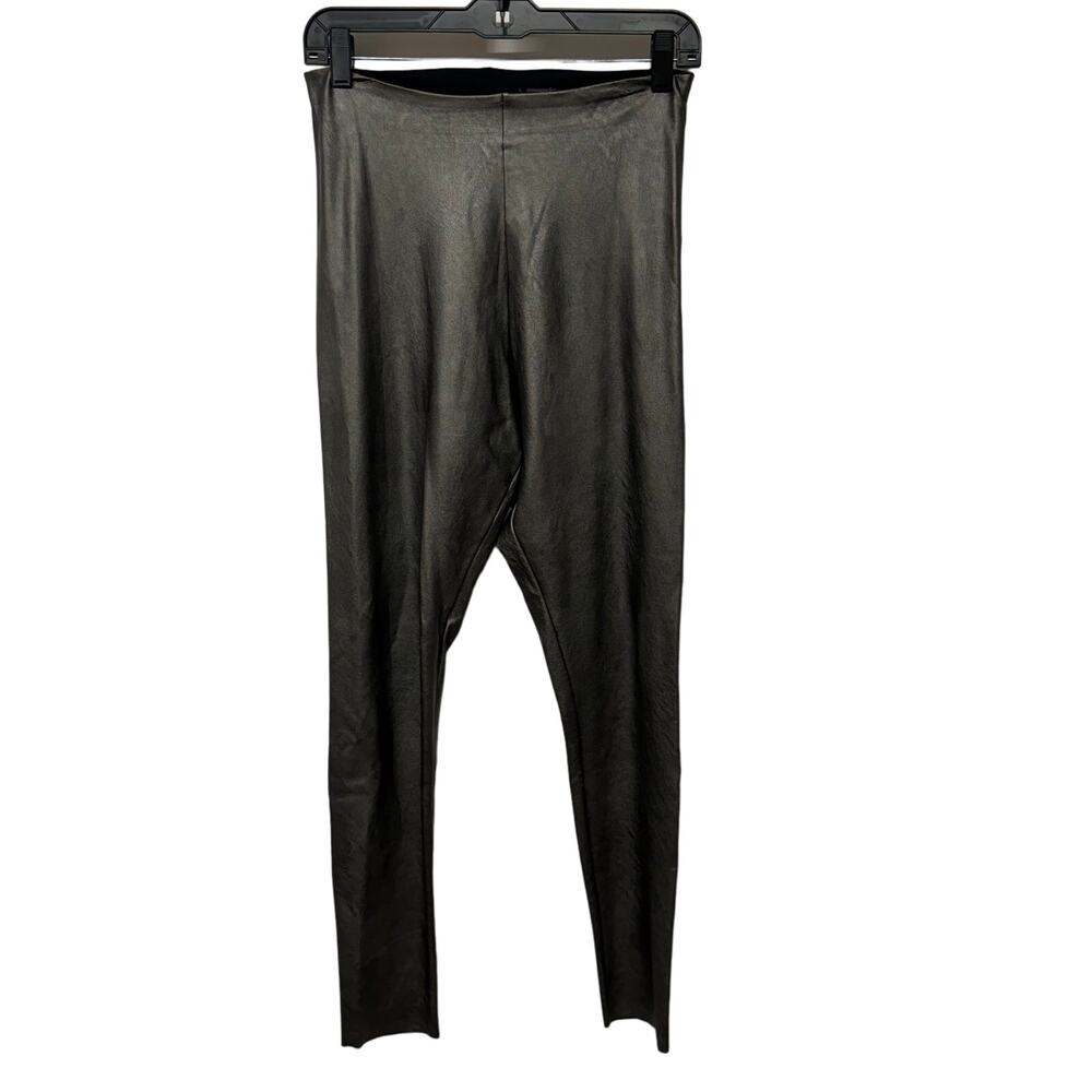 Commando Control Womens Metallic Pewter Vegan Leather Shaping Leggings Large